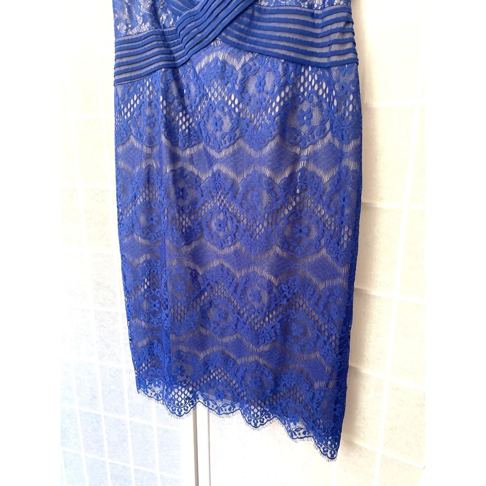 Tadashi Shoji Chantilly Lace Dress 10P Blue MOB MOG Elegant Wedding Guest Formal - Picture 5 of 9
